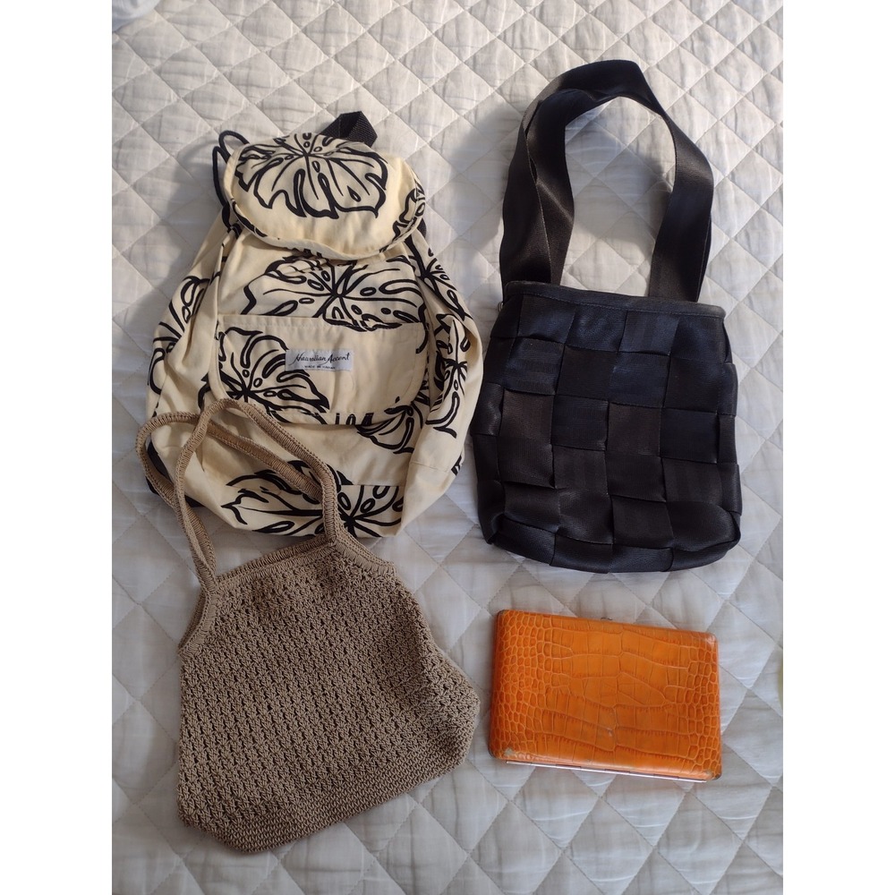 Y2K Vtg Seatbelt Bag Abas Wallet Backpack Crochet Purse Lot Of 4 Wholesale